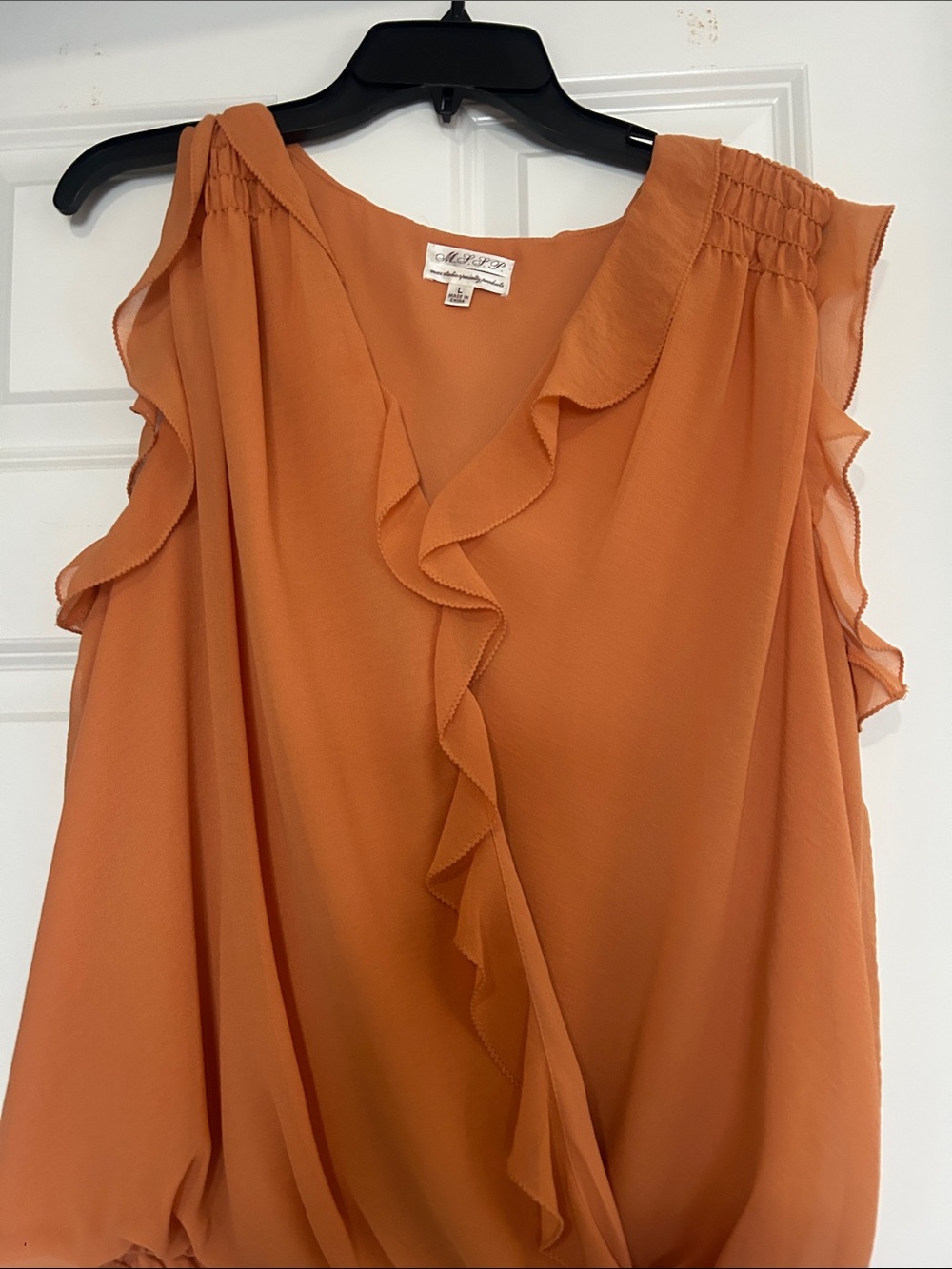 CeCe Rust Orange Ruffle Surplice Camisole